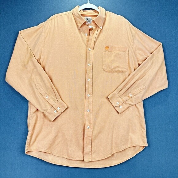 Cinch Shirt Mens Large Orange Button Down Oxford Long Sleeve Western 100% Cotton - Picture 2 of 15